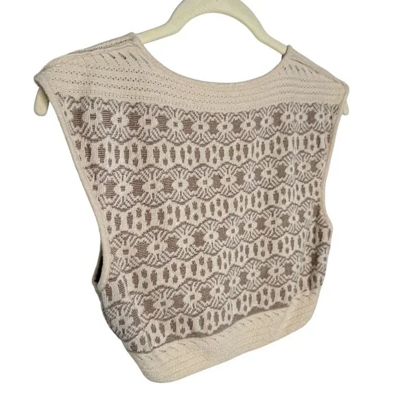 Intimately Free People Beige Crochet Knit Sleeveless Crop Top, S - Picture 4 of 7